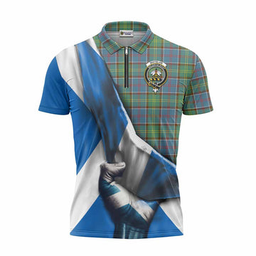 Whitelaw Tartan Zipper Polo Shirt with Family Crest Scotland Patriotic Style Unisex - Tartan Vibes Clothing
