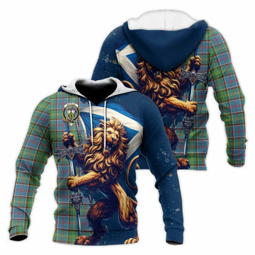 Whitelaw Tartan Family Crest Knitted Hoodie with Scottish Majestic Lion Unisex Knitted Pullover Hoodie - Tartan Vibes Clothing
