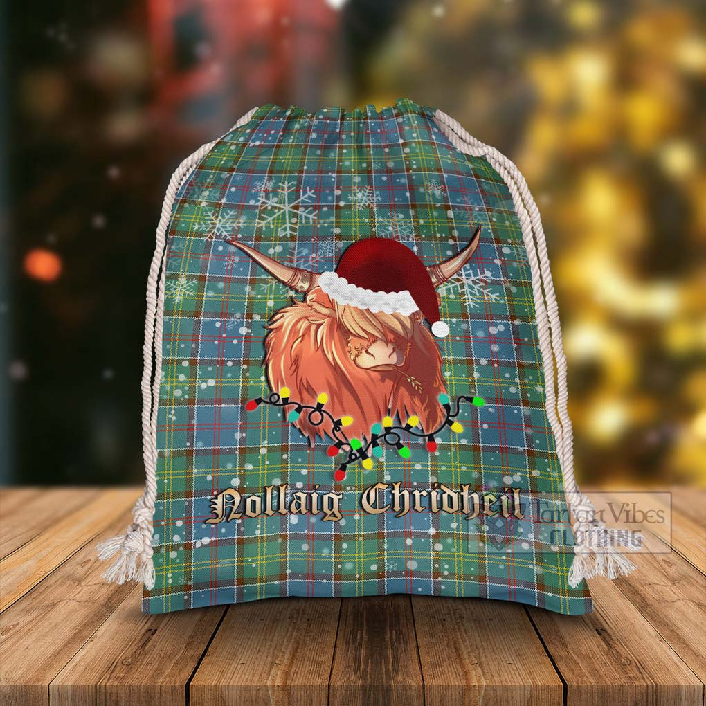 Whitelaw Tartan Christmas Santa's Bag with Twinkle Highland Cattle - Tartan Vibes Clothing