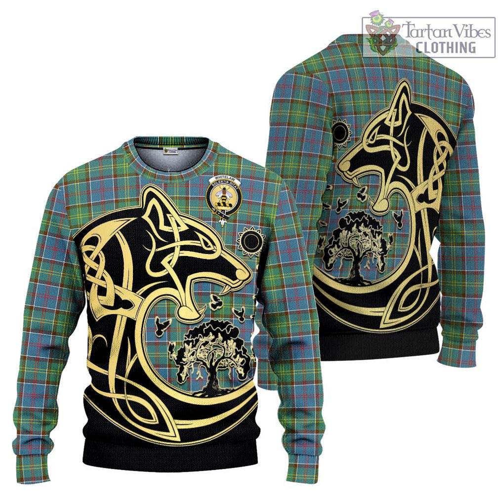 Whitelaw Tartan Ugly Sweater with Family Crest Celtic Wolf Style Unisex - Tartan Vibes Clothing