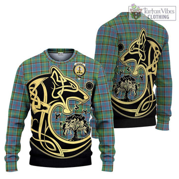 Whitelaw Tartan Ugly Sweater with Family Crest Celtic Wolf Style Unisex - Tartan Vibes Clothing