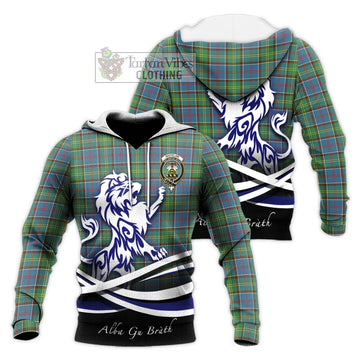 Whitelaw Tartan Knitted Hoodie with Alba Gu Brath Regal Lion Emblem Unisex Knitted Pullover Hoodie - Tartan Vibes Clothing