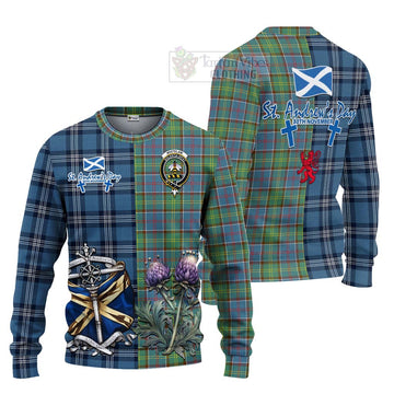 Whitelaw Tartan Knitted Sweater Happy St. Andrew's Day Half Tartan Style Unisex - Tartan Vibes Clothing