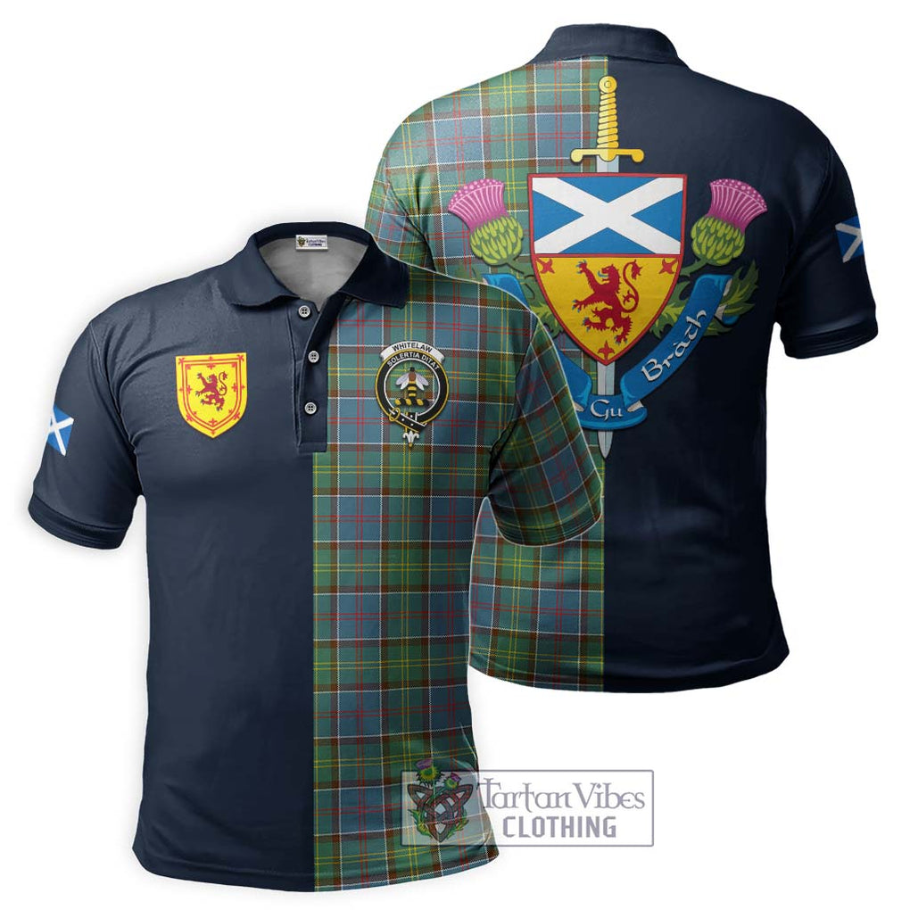 Whitelaw Tartan Polo Shirt Alba with Scottish Lion Royal Arm Half Style Kid - Tartan Vibes Clothing