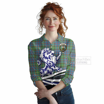 Whitelaw Tartan Women's Casual Shirt with Alba Gu Brath Regal Lion Emblem Female - Tartan Vibes Clothing