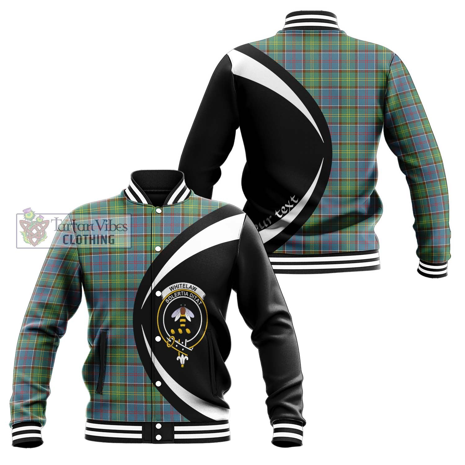 Whitelaw Tartan Baseball Jacket with Family Crest Circle Style Unisex - Tartan Vibes Clothing