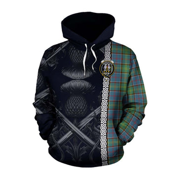 Whitelaw Tartan Cotton Hoodie with Family Crest Cross Sword Thistle Celtic Vibes Pullover Hoodie XS - Tartan Vibes Clothing