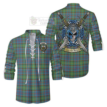 Whitelaw Tartan Ghillie Kilt Shirt with Family Crest Celtic Skull Style Men - Tartan Vibes Clothing