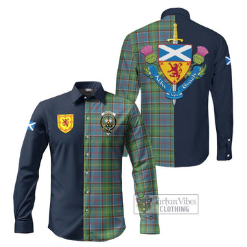 Whitelaw Tartan Long Sleeve Button Shirt Alba with Scottish Lion Royal Arm Half Style Men's Shirt S - Tartan Vibes Clothing