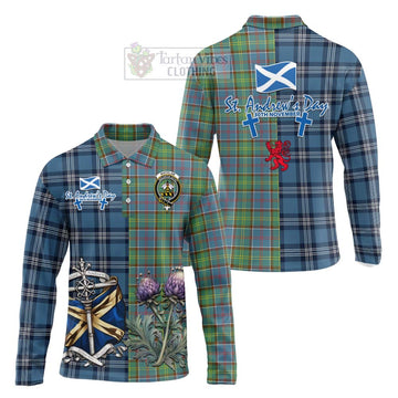 Whitelaw Tartan Long Sleeve Polo Shirt Happy St. Andrew's Day Half Tartan Style Unisex - Tartan Vibes Clothing