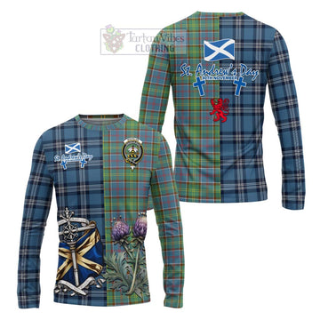 Whitelaw Tartan Long Sleeve T-Shirt Happy St. Andrew's Day Half Tartan Style Unisex - Tartan Vibes Clothing