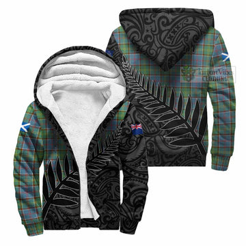Whitelaw Crest Tartan Sherpa Hoodie with New Zealand Silver Fern Half Style Unisex S - Tartan Vibes Clothing