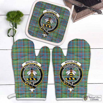Whitelaw Tartan Combo Oven Mitt & Pot-Holder with Family Crest Combo 2 Oven Mitt & 1 Pot-Holder Black - Tartan Vibes Clothing