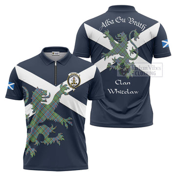 Whitelaw Tartan Lion Rampant Zipper Polo Shirt Proudly Display Your Heritage with Alba Gu Brath and Clan Name Unisex - Tartan Vibes Clothing