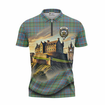 Whitelaw Tartan Family Crest Zipper Polo Shirt with Scottish Ancient Castle Style Unisex - Tartan Vibes Clothing