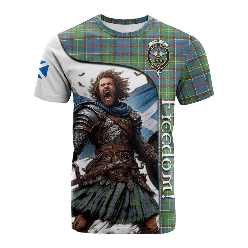 Tartan Vibes Clothing Whitelaw Crest Tartan Cotton T-shirt Inspired by the Freedom of Scottish Warrior