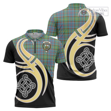 Whitelaw Tartan Zipper Polo Shirt with Family Crest and Celtic Symbol Style Unisex - Tartan Vibes Clothing
