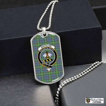 Tartan Vibes Clothing Whitelaw Tartan Dog Tag Necklace with Family Crest
