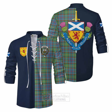 Whitelaw Tartan Ghillie Kilt Shirt Alba with Scottish Lion Royal Arm Half Style Men - Tartan Vibes Clothing