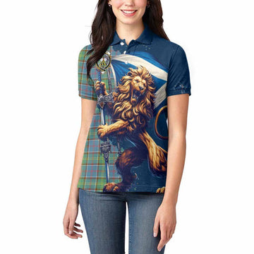 Whitelaw Tartan Family Crest Women's Polo Shirt with Scottish Majestic Lion Women - Tartan Vibes Clothing