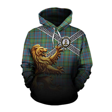Whitelaw Crest Tartan Cotton Hoodie with Golden Lion Emblem Celtic Style Pullover Hoodie XS - Tartan Vibes Clothing