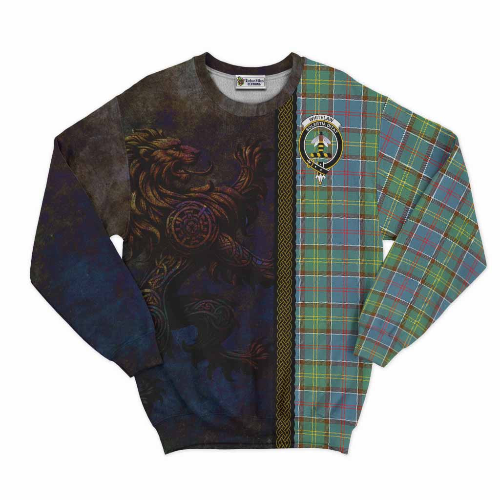 Whitelaw Tartan Family Crest Sweatshirt Alba Gu Brath Be Brave Lion Ancient Style Unisex - Tartan Vibes Clothing