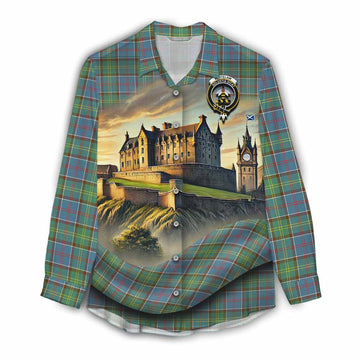 Whitelaw Tartan Family Crest Women's Casual Shirt with Scottish Ancient Castle Style Female - Tartan Vibes Clothing