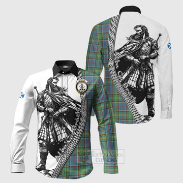 Whitelaw Tartan Clan Crest Long Sleeve Button Shirt with Highlander Warrior Celtic Style Men's Shirt S - Tartan Vibes Clothing