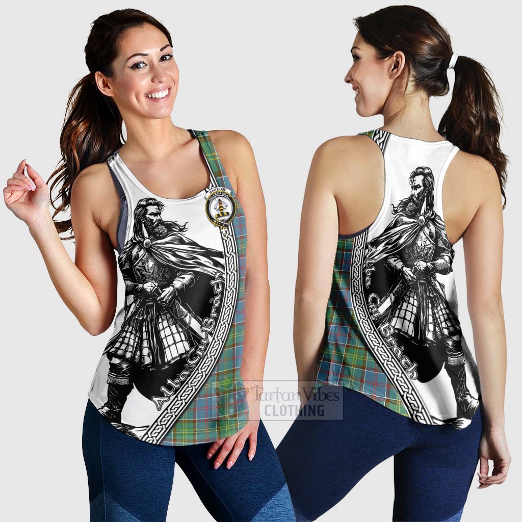 Whitelaw Tartan Clan Crest Women's Racerback Tanks with Highlander Warrior Celtic Style 4XL - Tartan Vibes Clothing