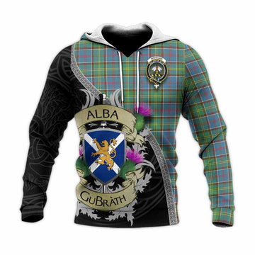 Whitelaw Tartan Family Crest Knitted Hoodie Lion Rampant Royal Thistle Shield Celtic Inspired Unisex Knitted Pullover Hoodie - Tartan Vibes Clothing