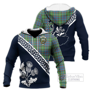 Whitelaw Tartan Knitted Hoodie Featuring Thistle and Scotland Map Unisex Knitted Pullover Hoodie - Tartan Vibes Clothing