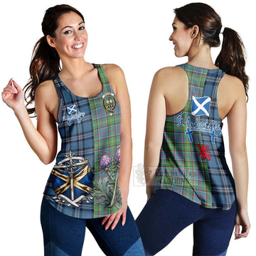 Whitelaw Tartan Women's Racerback Tanks Happy St. Andrew's Day Half Tartan Style 4XL - Tartan Vibes Clothing