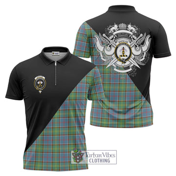 Whitelaw Tartan Zipper Polo Shirt with Family Crest and Military Logo Style Unisex - Tartan Vibes Clothing