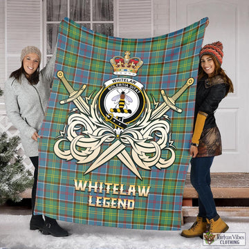Whitelaw Tartan Blanket with Clan Crest and the Golden Sword of Courageous Legacy X-Large 59 x 79 inches 150 x 200 cm - Tartan Vibes Clothing