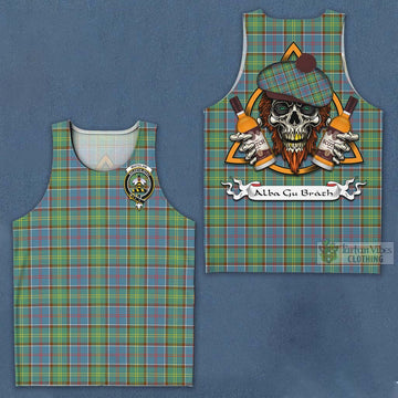 Whitelaw Tartan Men's Tank Top with Family Crest and Bearded Skull Holding Bottles of Whiskey Men - Tartan Vibes Clothing
