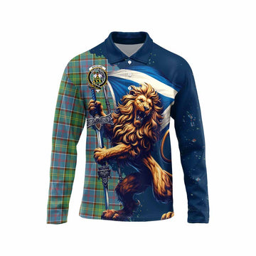 Whitelaw Tartan Family Crest Long Sleeve Polo Shirt with Scottish Majestic Lion Unisex - Tartan Vibes Clothing