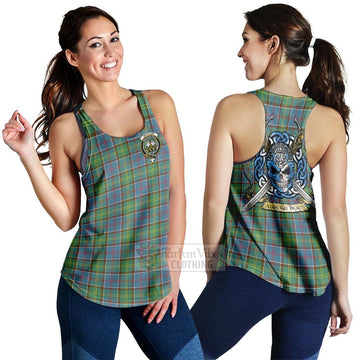Whitelaw Tartan Women's Racerback Tanks with Family Crest Celtic Skull Style 4XL - Tartan Vibes Clothing