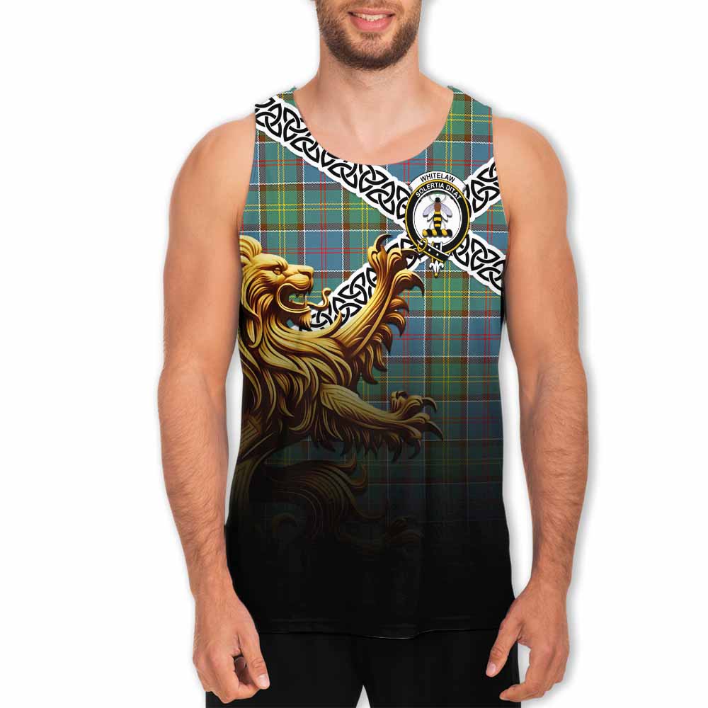 Whitelaw Crest Tartan Men's Tank Top with Golden Lion Emblem Celtic Style Men - Tartan Vibes Clothing