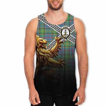 Whitelaw Crest Tartan Men's Tank Top with Golden Lion Emblem Celtic Style Men - Tartan Vibes Clothing