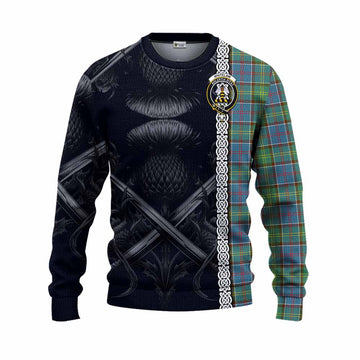 Whitelaw Tartan Knitted Sweater with Family Crest Cross Sword Thistle Celtic Vibes Unisex - Tartan Vibes Clothing
