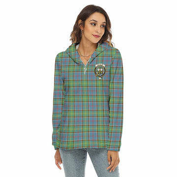 Whitelaw Tartan Women's Borg Fleece Hoodie with Half Zip with Family Crest