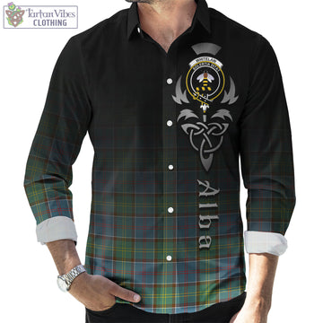Whitelaw Tartan Long Sleeve Button Up Featuring Alba Gu Brath Family Crest Celtic Inspired Men's Shirt - Tartan Vibes Clothing