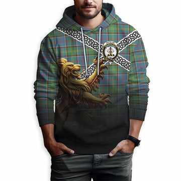 Whitelaw Crest Tartan Hoodie with Golden Lion Emblem Celtic Style Pullover Hoodie - Tartan Vibes Clothing