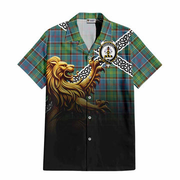 Whitelaw Crest Tartan Hawaiian Shirt with Golden Lion Emblem Celtic Style Kid - Tartan Vibes Clothing