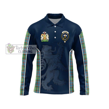 Whitelaw Tartan Long Sleeve Polo Shirt with Family Crest and Lion Rampant Vibes Sport Style Unisex - Tartan Vibes Clothing