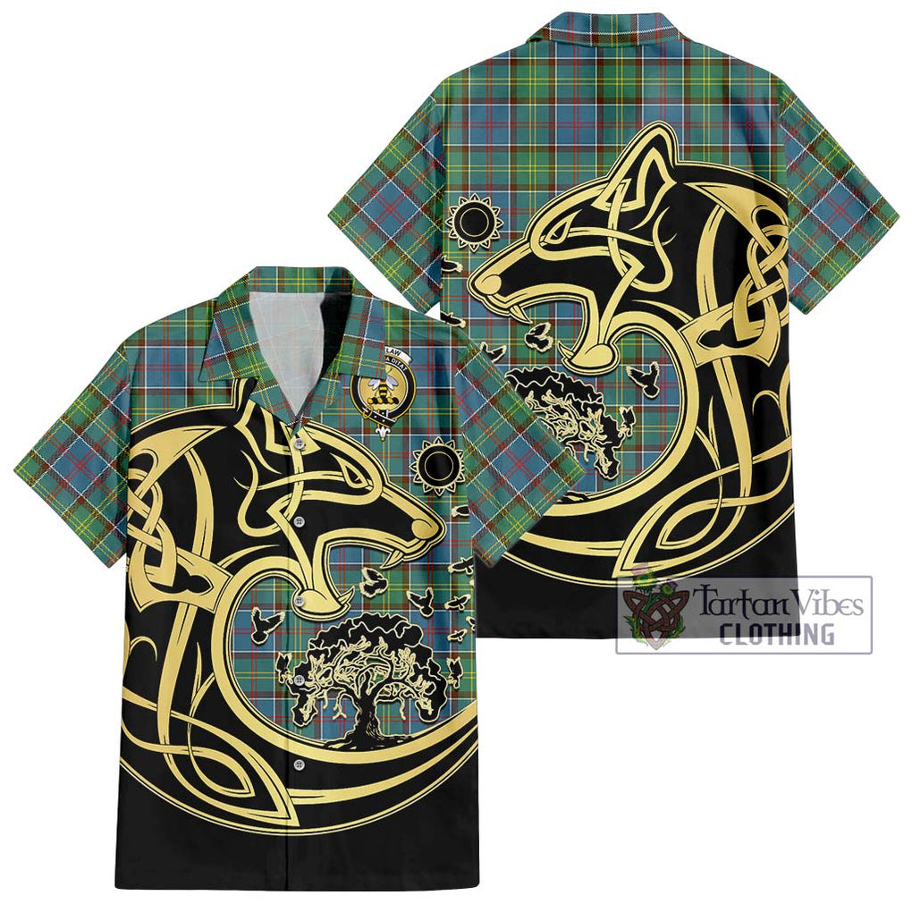 Whitelaw Tartan Hawaiian Shirt with Family Crest Celtic Wolf Style Kid - Tartan Vibes Clothing