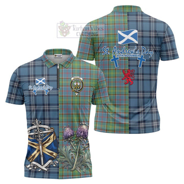 Whitelaw Tartan Zipper Polo Shirt Happy St. Andrew's Day Half Tartan Style Unisex - Tartan Vibes Clothing