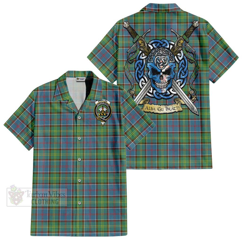 Whitelaw Tartan Hawaiian Shirt with Family Crest Celtic Skull Style Kid - Tartan Vibes Clothing