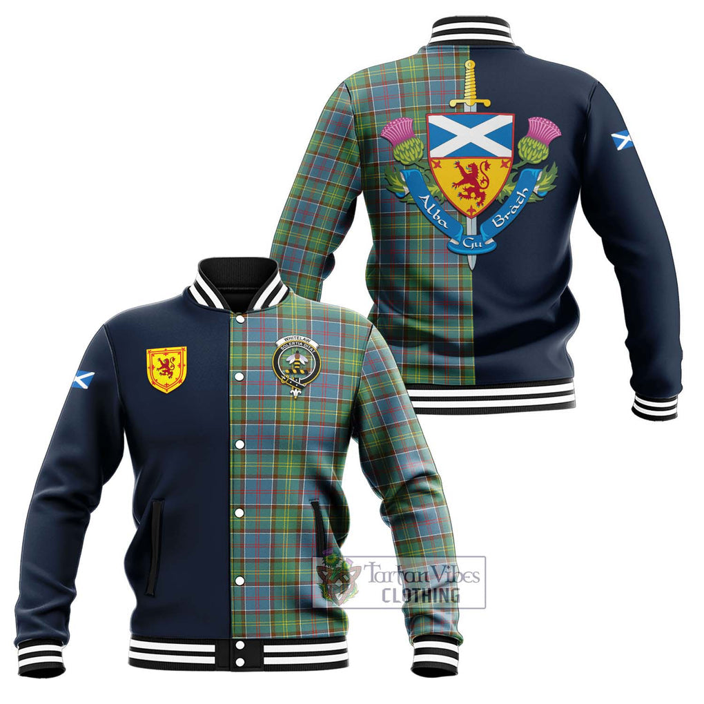 Whitelaw Tartan Baseball Jacket Alba with Scottish Lion Royal Arm Half Style Unisex - Tartan Vibes Clothing
