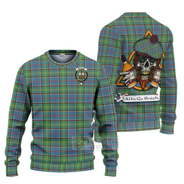 Whitelaw Tartan Ugly Sweater with Family Crest and Bearded Skull Holding Bottles of Whiskey Unisex - Tartan Vibes Clothing
